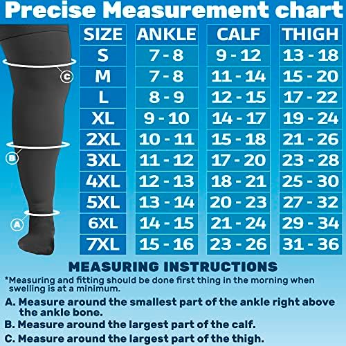 ABSOLUTE SUPPORT Wide Calf Unisex Compression Stockings 20-30mmHg, Plus Size Opaque Compression Socks for Women & Men Circulation, Varicose Veins, Swelling, Lymphedema, Knee Surgery, Black, 2X-Large
