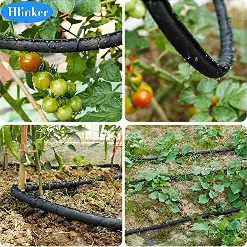 2025 Flat Soaker Hose 100 ft (50ft 2Packs) with Stake for Garden, Linkable Drip Hose Diy Automates Garden Irrigation System Saving 88% Water, Dual-layer Leak-free Design Water Hose with Holes