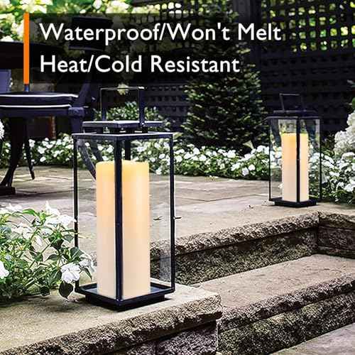 Homemory 10" x 4" Large Waterproof Outdoor Flameless Candles with Remote Control and Timer, Battery Operated Flickering LED Pillar Candles for Outdoor Larterns, Porch, Long Lasting, Set of 4