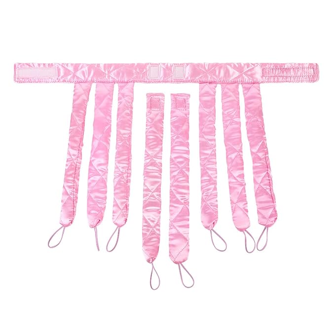 No Heat Hair Curler Headband for Long Hair, Satin Heatless Curling Rod with Adjustable Strap Overnight No Heat Curling Roller for Women and Girls Waves and Curls (Pink)