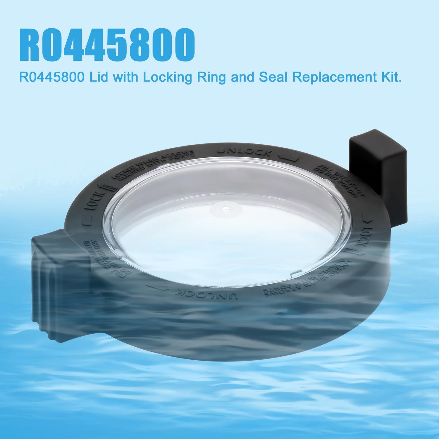 R0445800 Lid with Locking Ring, Pool Pump Lid for Zodiac Jandy Stealth, WaterFall series pump also compatible with Zodiac Jandy ePump variable speed pump and Spa Pumps-model JEP, SHPF, SHPM, SWF