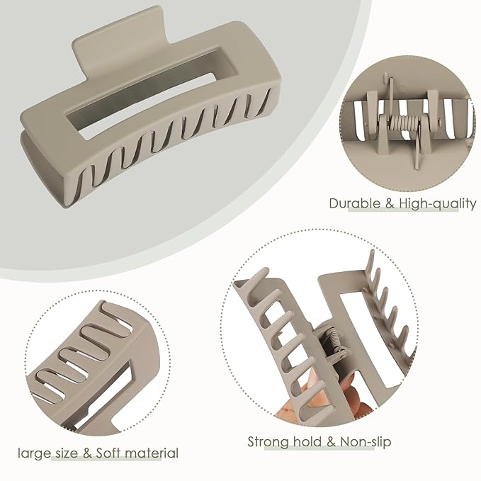 4.1 Inch Large Hair Clips 8 Pcs Square Claw Clips for Thick Hair Big Hair Claw Clips Acrylic Banana Jaw Clips Hair Accessories for Women and Girls -Regular