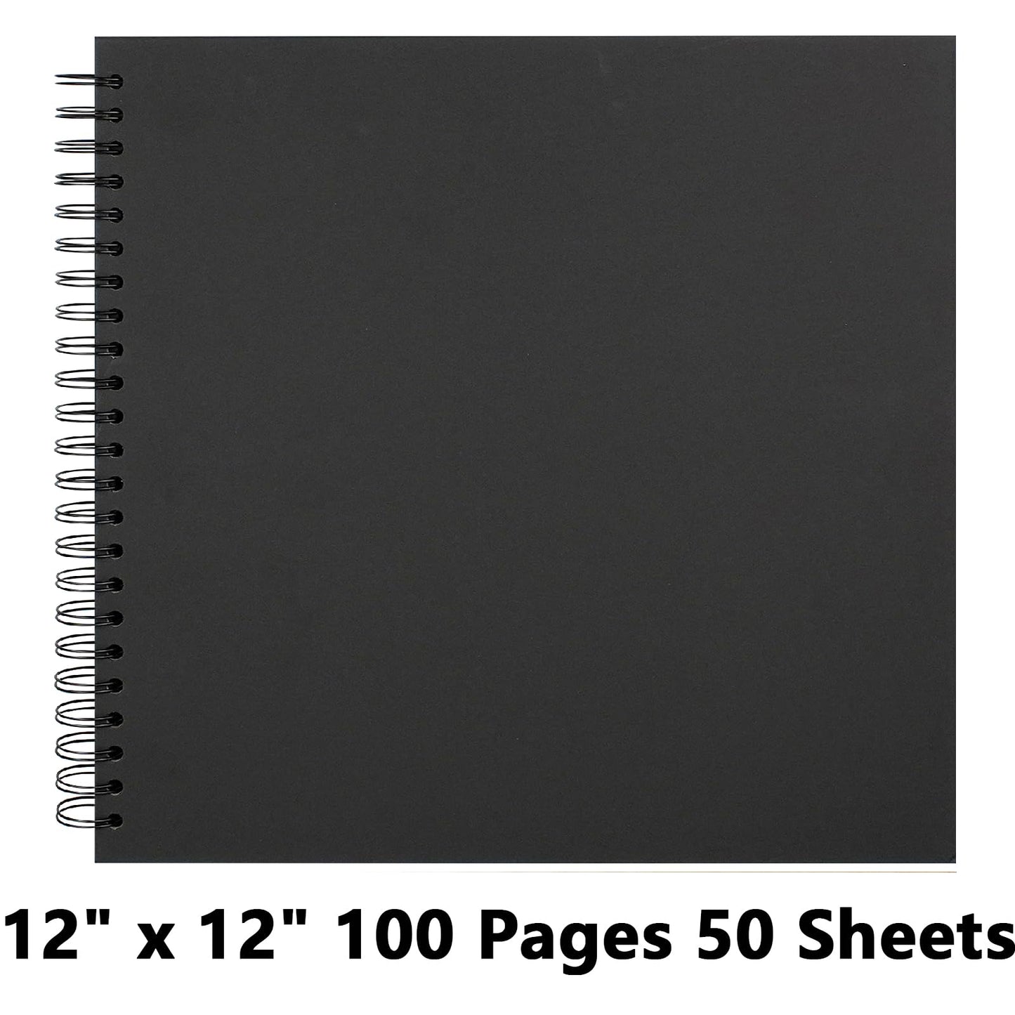 Remowith 12X12 Inch DIY Scrapbook Photo Album, Kraft Blank Paper Scrap Book 100 Pages Memory Book for Wedding Family, Black
