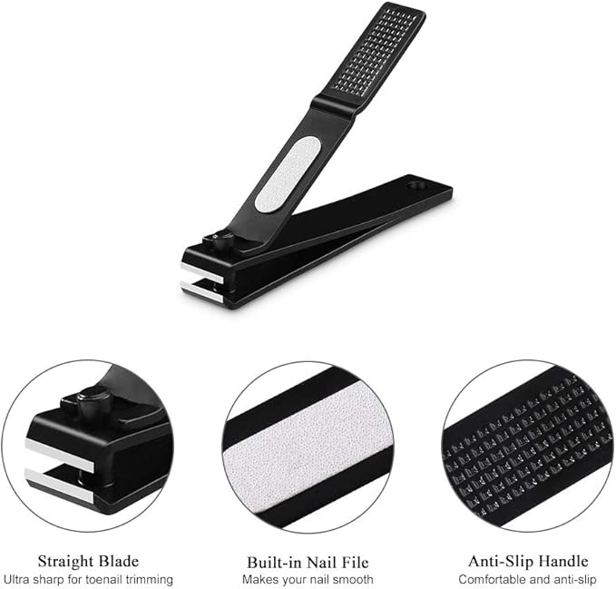 HAWATOUR Nail Clippers Set, Ultra Sharp Sturdy Fingernail and Toenail Clipper Cutters with Visibly Tin Case, Black