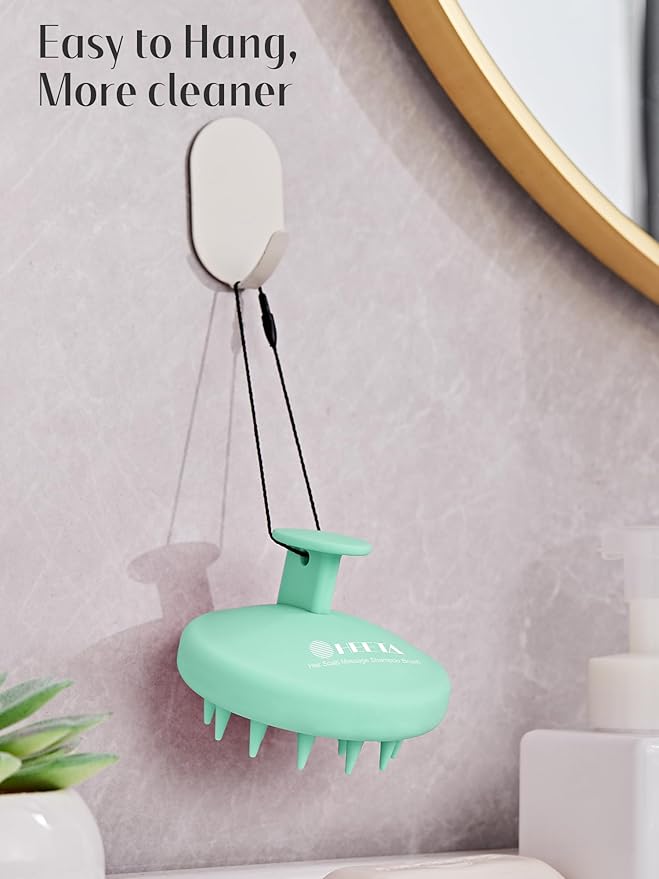 HEETA Scalp Massager Hair Growth, Scalp Scrubber with Soft Bristles, Integrated Silicone Design, Scalp Exfoliator for Dandruff Removal & Relax Scalp, Shampoo Brush Fit Wet Dry Hair Use, Light Green