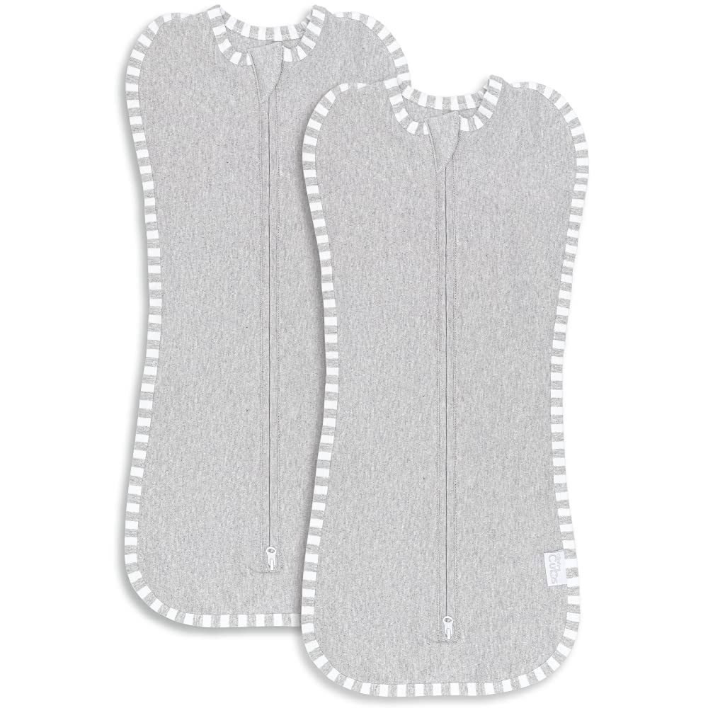 Comfy Cubs Swaddle Blanket Baby Girl Boy Easy Zipper Wrap 2 Pack Newborn Infant Sleep Sack (Small 0-3 Months, Grey)