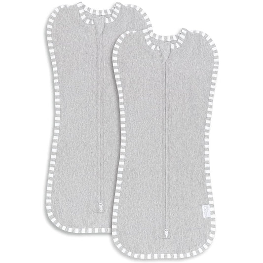 Comfy Cubs Swaddle Blanket Baby Girl Boy Easy Zipper Wrap 2 Pack Newborn Infant Sleep Sack (Small 0-3 Months, Grey)