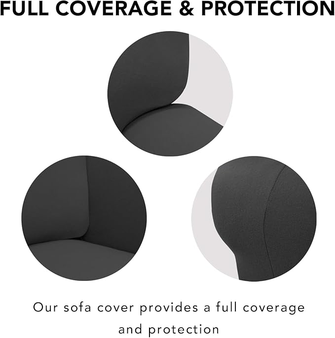 PureFit Super Stretch Sofa Slipcover – Spandex Non Slip Soft Couch Sofa Cover, Washable Furniture Protector with Non Skid Foam and Elastic Bottom for Kids, Pets (Oversized, Dark Gray)
