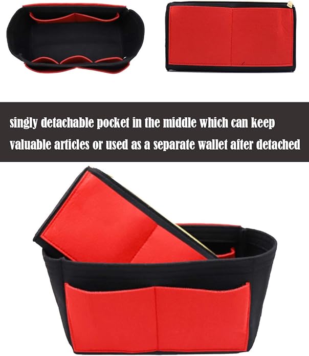 LEXSION Felt Purse Bag Organizer Insert with zipper Bag Tote Shaper Fit Speedy Neverful PM MM