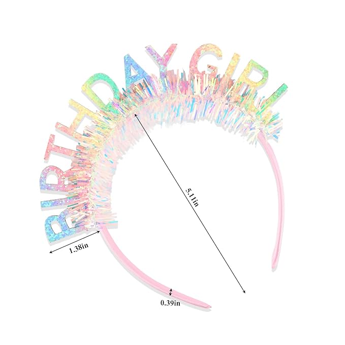 CIEHER Rainbow Colorful Birthday Girl Headband Birthday Crown for Women Girls Birthday Tiara