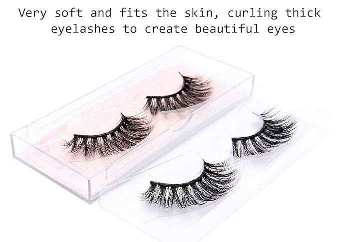 DYSILK Lashes False Eyelashes - Mink Lashes 5 Pairs 6D Faux Eyelash - Wispy Eyelashes Fluffy Strip Lashes Fake Eyelashes Reusable Lash Extension Kit | 15.5mm