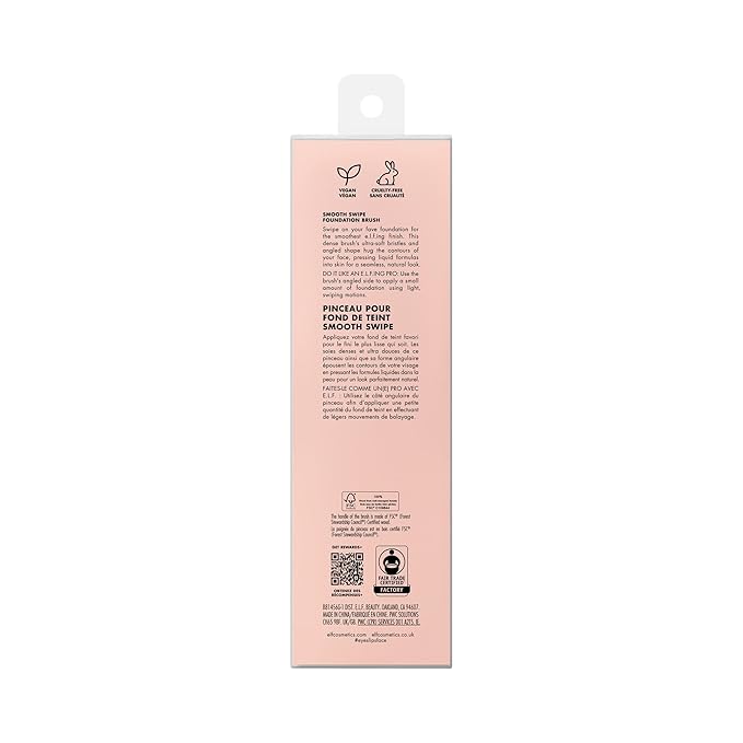e.l.f. Smooth Swipe Foundation Brush, Face Makeup Brush For A Natural-Looking Finish, For Liquid & Cream Formulas, Vegan & Cruelty-Free