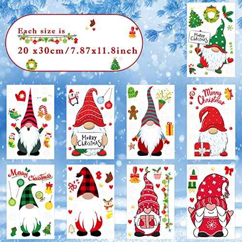 9 Sheet Christmas Gnomes Wall Stickers - Winter Gnomes Wall Decals - Vinyl Stickers for Living Room & Bedroom