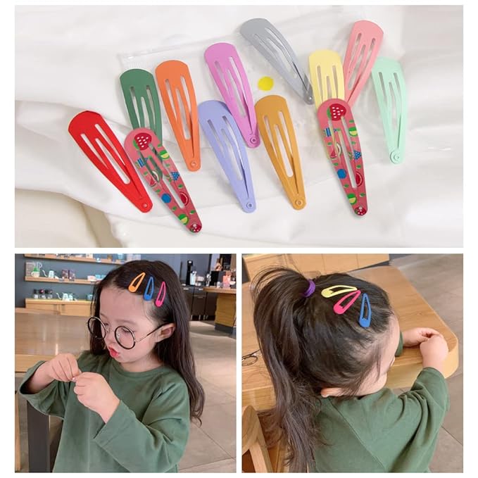 KUBOM 100 Pcs Colorful Hair Clips,Metal Cute Hair Barrettes Snap Non-Slip Metal Hair Clips for Girls, Toddlers, Kids, Women