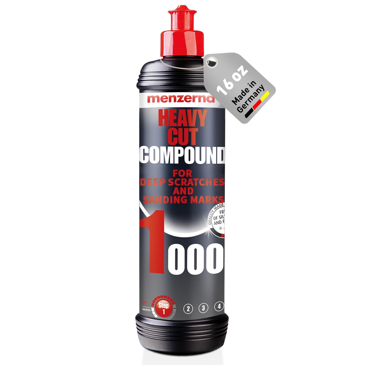 menzerna Heavy Cut Compound 1000" I Abrasive Polishing Compound for Deep Scratches, Sanding Marks, Swirls & Holograms I Buffing and Polishing Compound for Scratch Repair I Silicone Free I 16 fl oz.