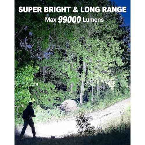 Rechargeable Flashlights High Lumens, 99,000 Lumen Super Bright Flashlight, 2pack Led High Powered Flash Light, Flashlight for Home, Camping, 5 Modes/12h Run Time for Outdoor, IPX6 Waterproof