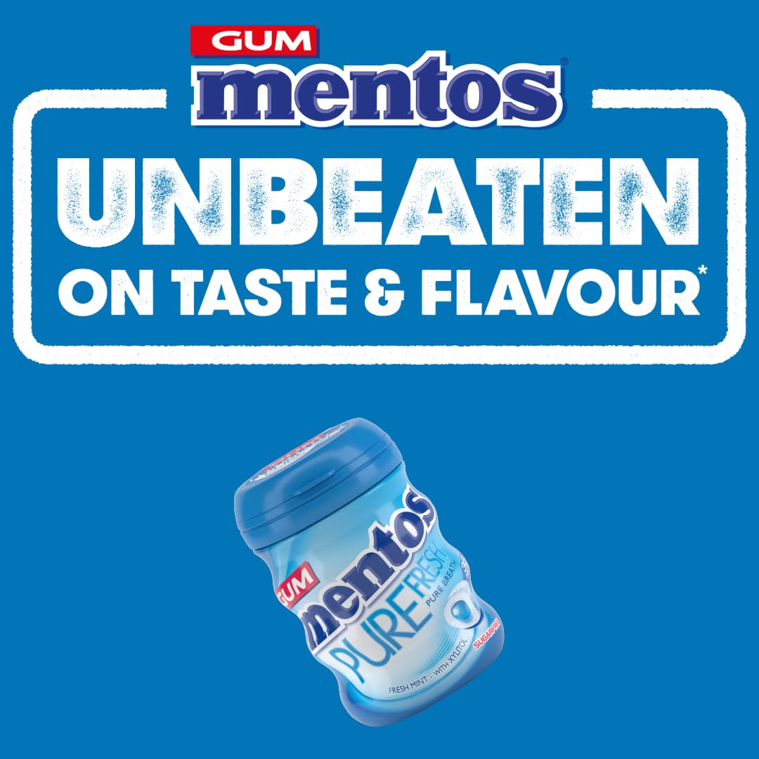 Mentos Pure Fresh Fresh Mint Chewing Gum 35 Pieces – Sugar-Free, Refreshing, Gluten-Free Sweet Treat, with Xylitol, 90 g (Pack of 6)