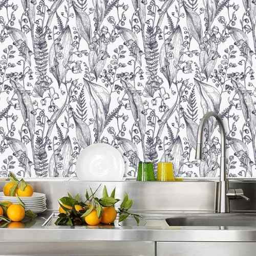 Livebor Peel and Stick Wallpaper - Boho Floral Leaf Contact Paper - 15.7"x196.8" Self-Adhesive Removable Decorative