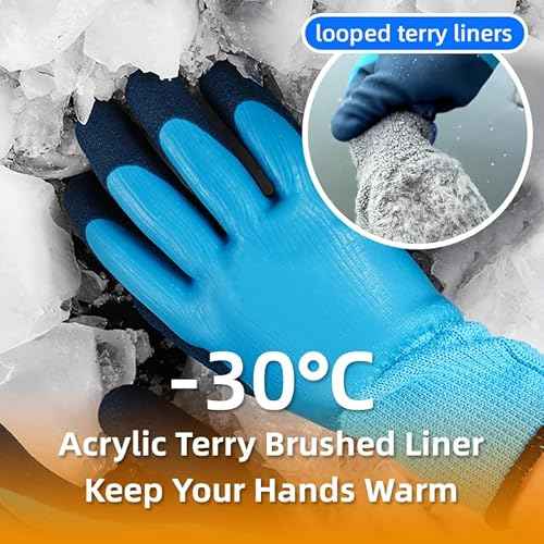 10 Pairs Waterproof Winter Work Gloves for Men and Women, Freezer Gloves for Outdoor Cold Weather Work Below Zero, Waterproof Garden Gloves for Shoveling Snow, Ice Fishing