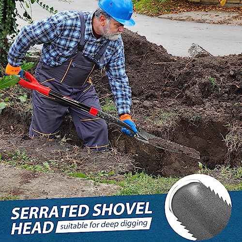 Drain Spade Shovel - Trenching, Transplanting, Narrow, Serrated for Digging, 44 Inches