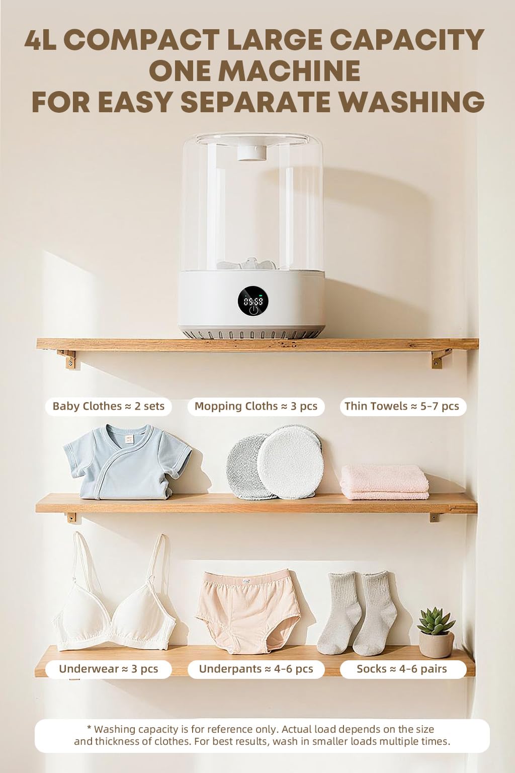 Portable Mini Washing Machine, 4L Washing Machine Cleaning for Underwear, Rechargeable Cordless Compact Washerfor Singles, Apartments RV, Underwear Laundry Washer
