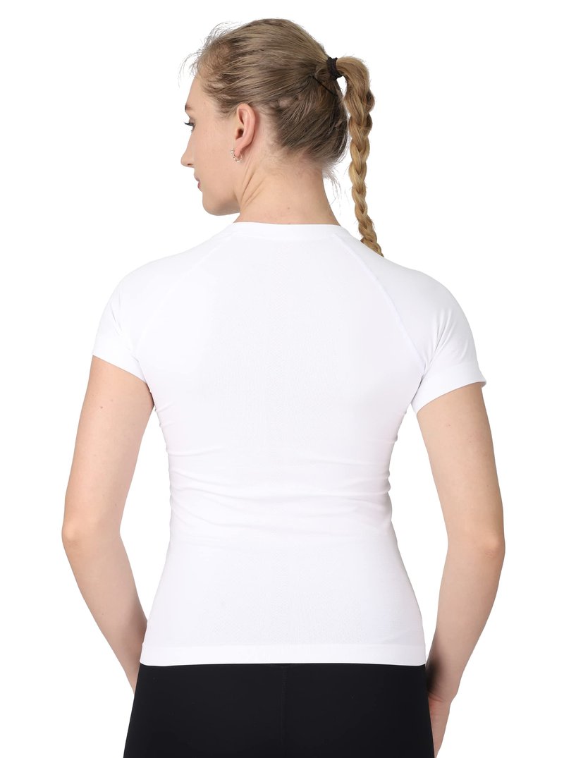 MathCat Seamless Workout Tops for Women Short Sleeve Yoga Running Shirts,Breathable Athletic Compression Shirt Women XS-XL White