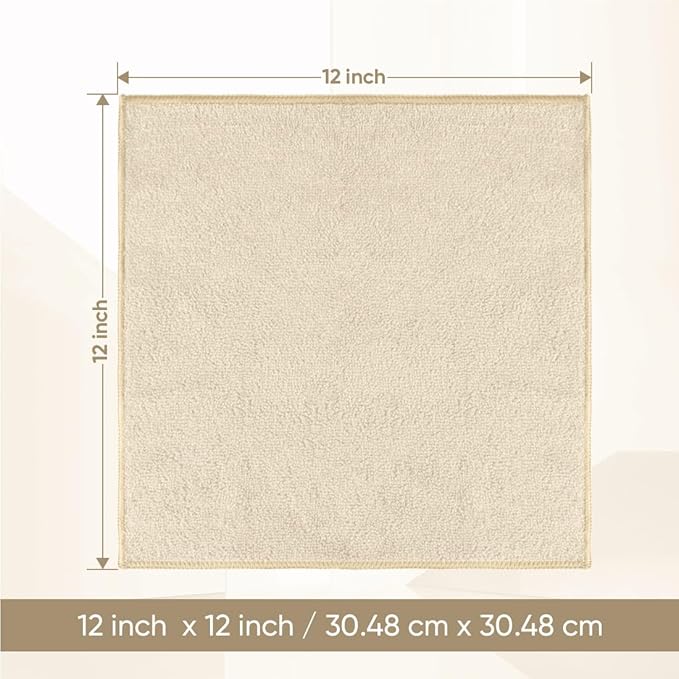 HOMEXCEL Microfiber Washcloths 12 Pack, Highly Absorbent and Soft Face Towel, Multi-Purpose Wash Cloths for Bathroom, Gym, Hotel, Spa and Kitchen, Multicolor 12x12 Inch, Brown