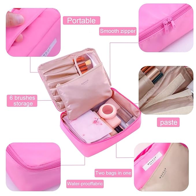 Travel Makeup Bag Cosmetic Bag Makeup Bag Toiletry bag for women and men (Light pink)
