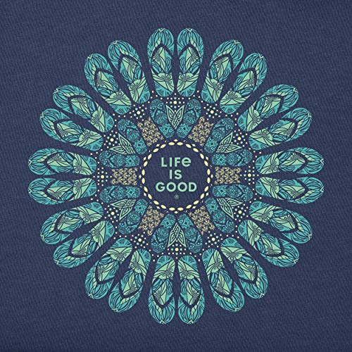 Life is Good. Womens Crusher Vee Flip Flop Mandala, Darkest Blue