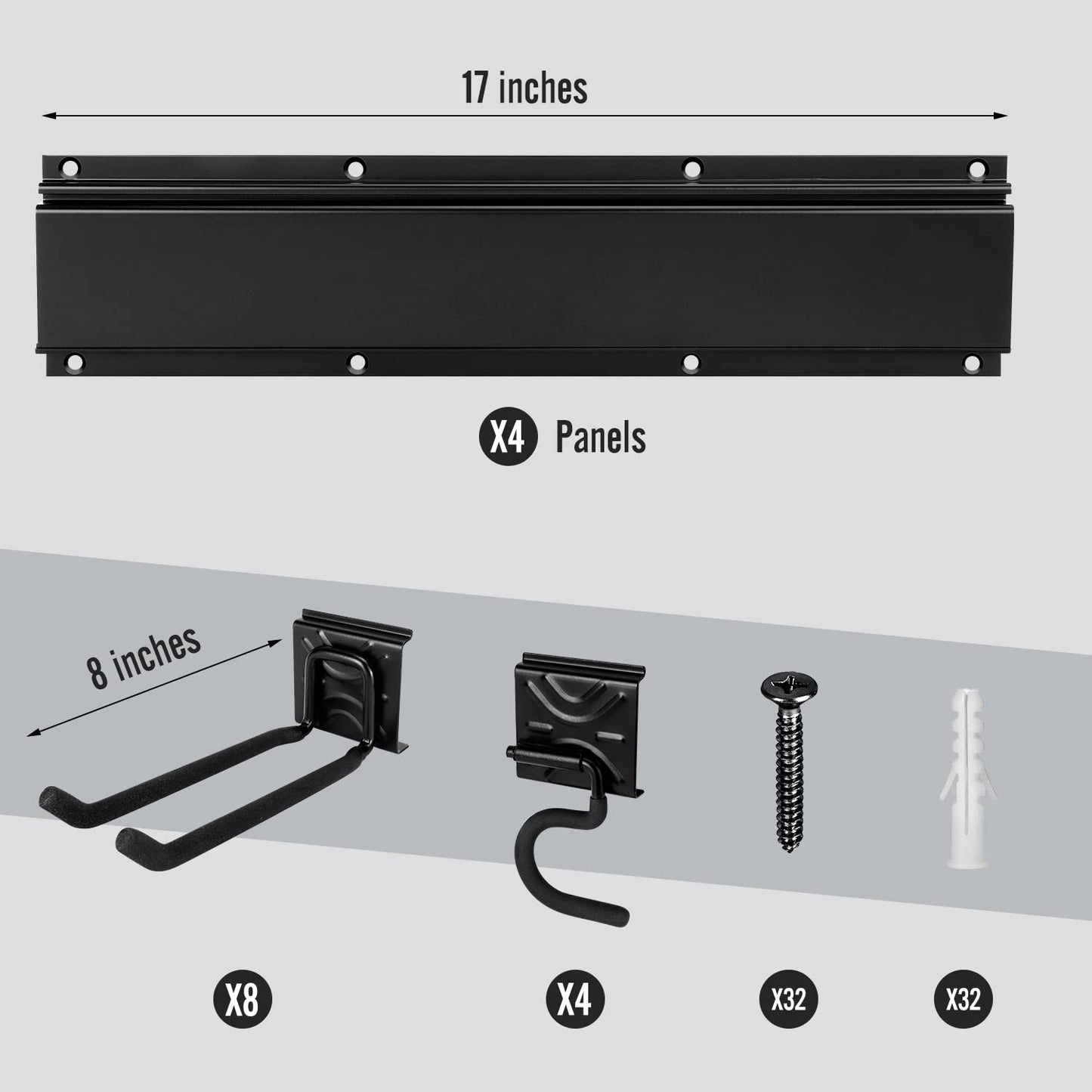 SMARTOLOGY Modular Heavy-Duty Steel Garage Tool Storage Rack - 150 lbs Weight Capacity Weather-resistant Powder-Coated Wall Mount Organizer for Shovels, Rakes, Ladders & Landscaping Equipment