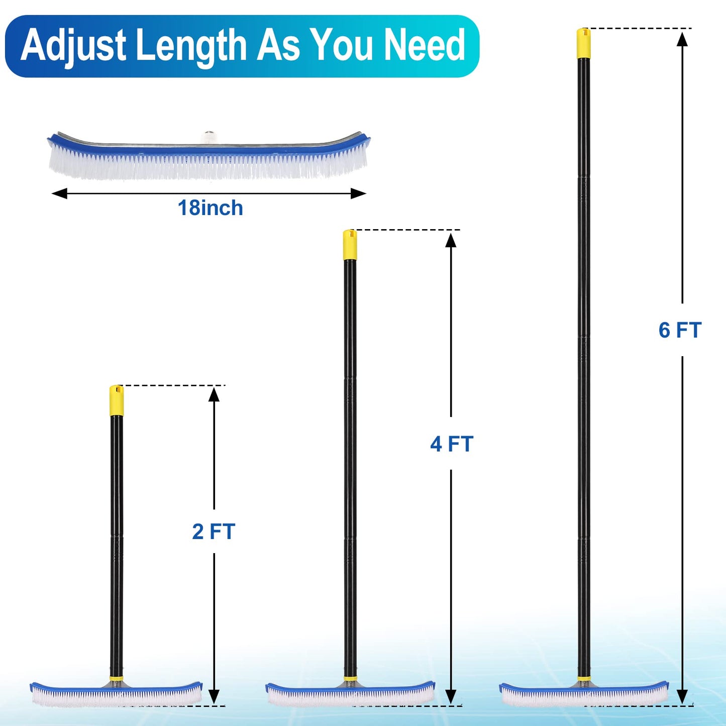 Swimming Pool Brush, 6 FT Stainless Steel Heavy Duty Clean Swimming Pool Brush with Pole, Use for Swimming Pool Wall Tile Floor and Step