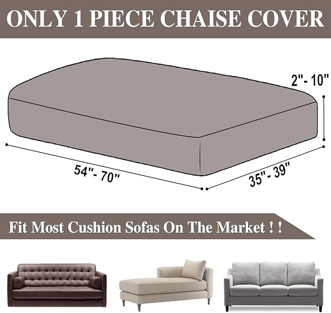Couch Cushion Cover Chaise Lounge Cover Washable Separate Seat Chaise Couch Cover Stretch Sectional Sofa Slipcover(1 Piece for Chaise or Sofa 3-Seater, Taupe)