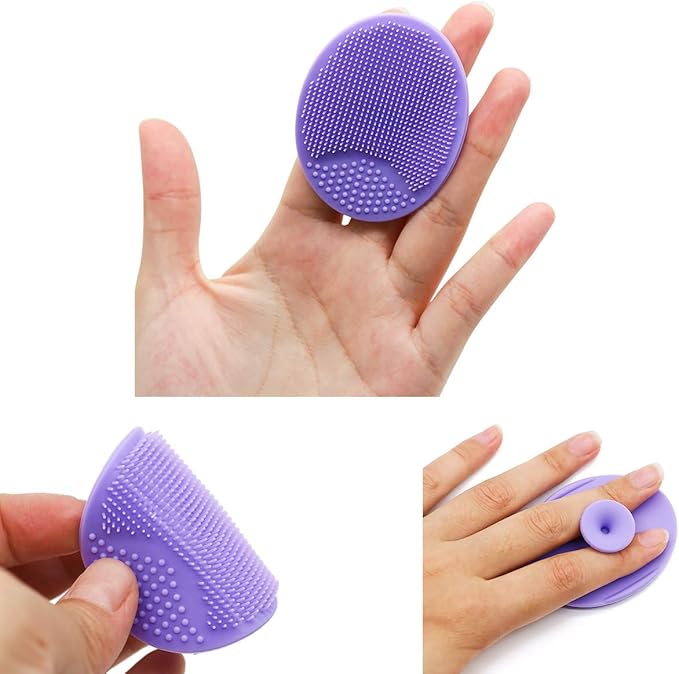 Face Scrubber,Soft Silicone Facial Cleansing Brush Wash Sponge Massage Pore Blackhead Removing Exfoliating Scrub for Sensitive Greasy Dry and All Kinds of Skin (4-Mixed Color)