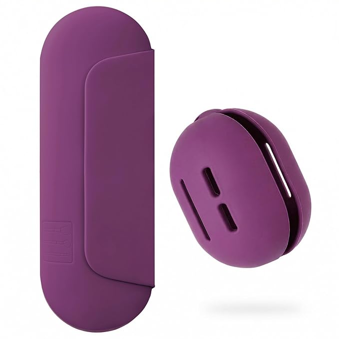 2 IN 1 Silicone Makeup Brush Holder with Beauty Make Up Sponge Holder Case：Soft Portable Cosmetic Face Brushes Holder with Upgrade Anti-Fall Out Magnetic Closure - Dark Pruple