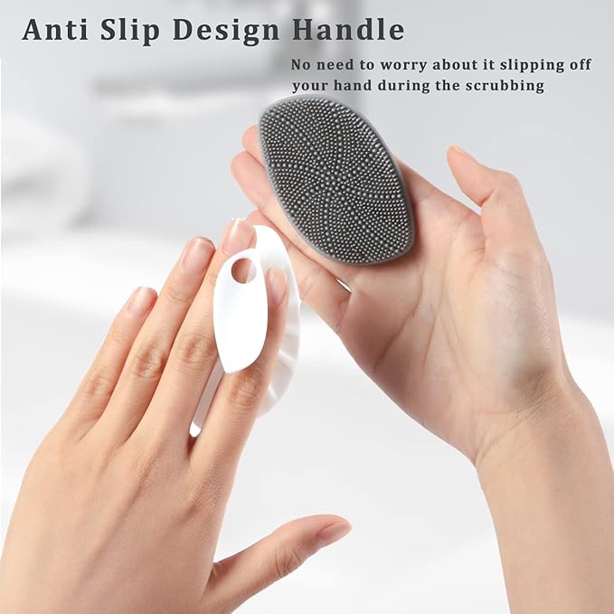 Silicone Face Scrubber for Men,Facial Cleansing Brush Face Wash Brush Manual Skin Care Face Brushes for Cleansing and Exfoliating Removes Dead & Dry Skin (Gray)