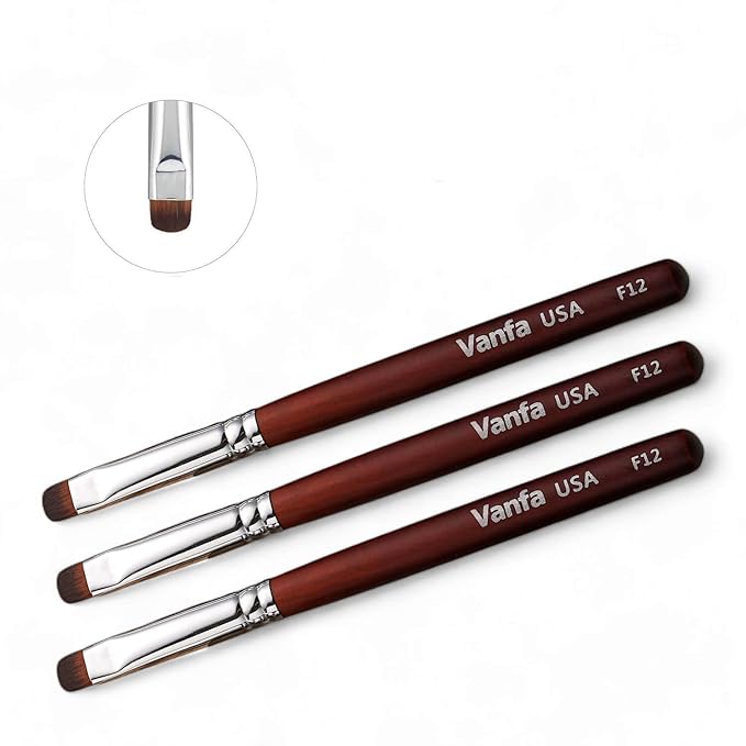 Vanfa French Brush for Nails, Clean up brush for Gel Nail Polish (F12 - Pack of 3)