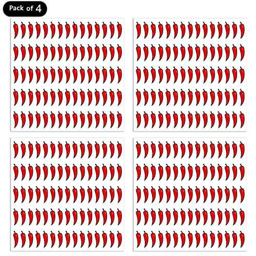 dealzEpic - Red Chili Pepper Stickers - Self Adhesive Peel-and-Stick Spicy Level Indicator Labels