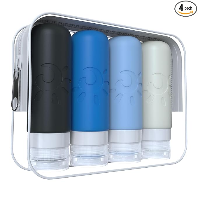 Zafit Travel Bottles for Toiletries, TSA Approved Travel Containers 3oz Leak Proof Travel Tubs Refillable Liquid Travel Accessories for Shampoo Conditioner Lotion Body Wash(Multicolored J)