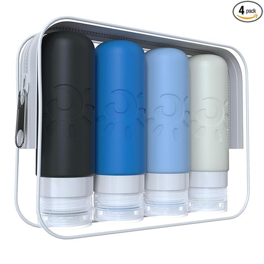 Zafit Travel Bottles for Toiletries, TSA Approved Travel Containers 3oz Leak Proof Travel Tubs Refillable Liquid Travel Accessories for Shampoo Conditioner Lotion Body Wash(Multicolored J)