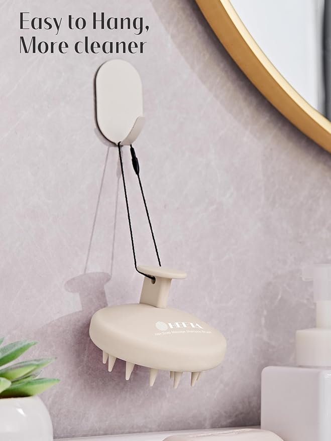 HEETA Scalp Massager Hair Growth, Scalp Scrubber with Soft Bristles, Integrated Silicone Design, Scalp Exfoliator for Dandruff Removal & Relax Scalp, Shampoo Brush Fit Wet Dry Hair Use, Oatmeal