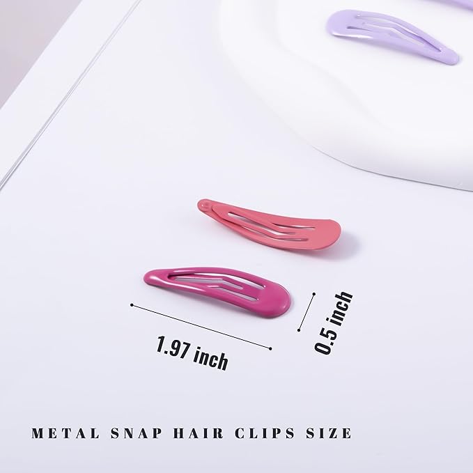 20 PCS Metal Snap Hair Clips Water Drop No Slip Barrettes for Women Bright Small Hair Clips For Thick And Thin Fine Hair,Purple Orange Blue Red,1.97 x 0.5 In.