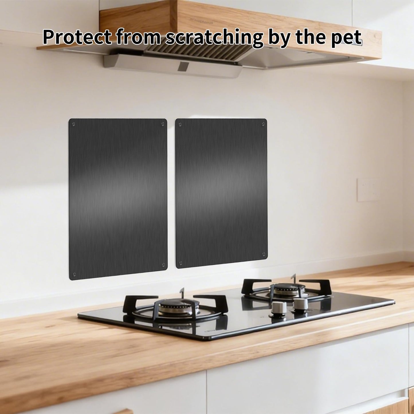 Stainless Steel Stove Backsplash Wall Guard - Heat Resistant Splatter Shield for Kitchen Wall, Oil-Proof for Gas/Electric Stoves, Easy Install with Pre-Drilled Holes (Brushed Black, 12"x16")
