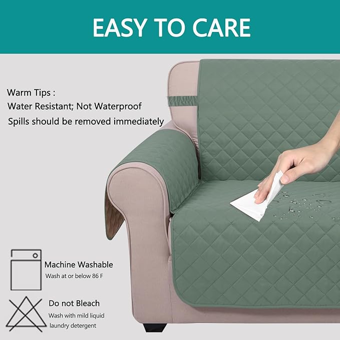 U-NICE HOME Futon Sofa Covers Reversible Sofa Slipcover Armless Cover Furniture Protector Couch Cover Water Resistant (Futon, Greyish Green/Taupe)