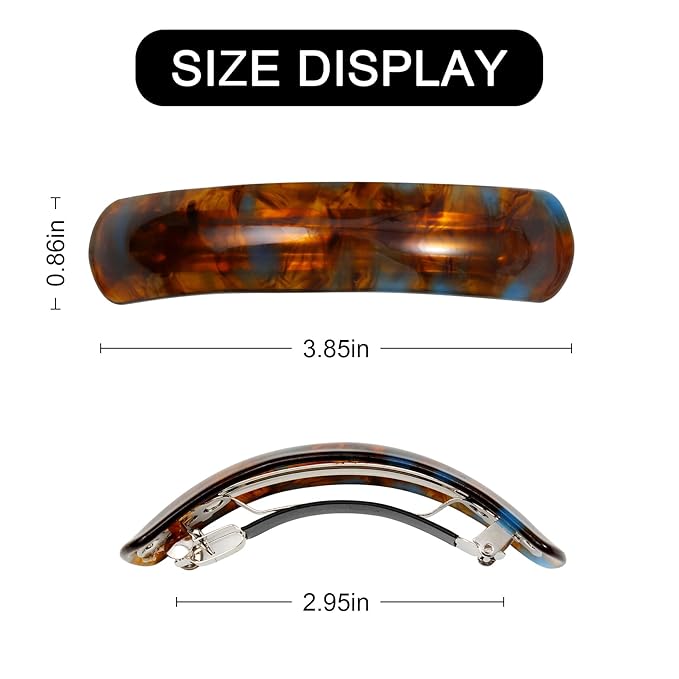 Large Hair Barrettes for Women Beautiful Lines Simple Retro Classic Snap French Hair Clips, Fashion Hair Accessories for Women Thick Hair,3 Pcs (HJ-Multicolor 1)