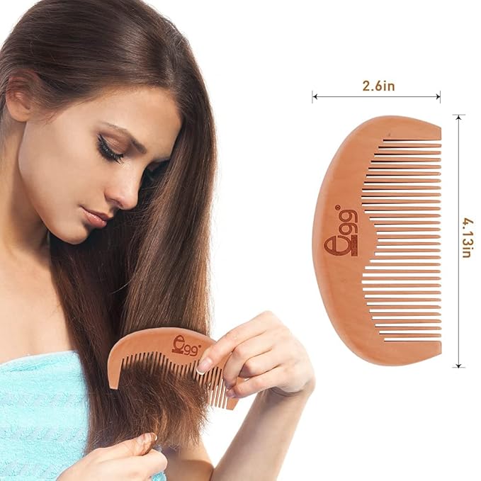 BLACK EGG Paddle Detangling Hair Brush for Women Girls, Rainbow Nylon Brush for Thick Thin Curly Hair, Includes Wooden Detangler Comb and 3 Hair Ties, Valentine’s Day Gift