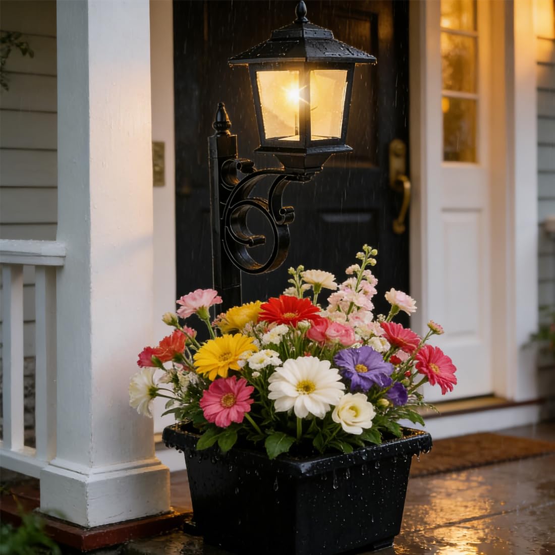 keckaky 2-in-1 Solar Post Light with Planter for Real Or Fake Flowers, 2026 New Solar Lamp Post - Wall Mount Or Freestanding, 3000K Solar Lamps Outdoor Waterproof, for Lawn, Patio, Front/Back Door