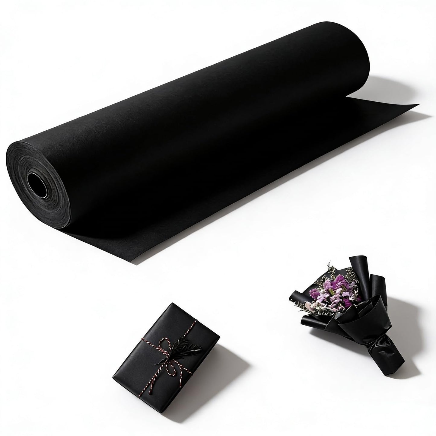 Black Wrapping Paper Roll 24"x 1200" Craft Packing Paper for Moving Shipping, Gift Wrapping Paper, Bulletin Board Kraft Paper for Table Covering Poster Paper Christmas