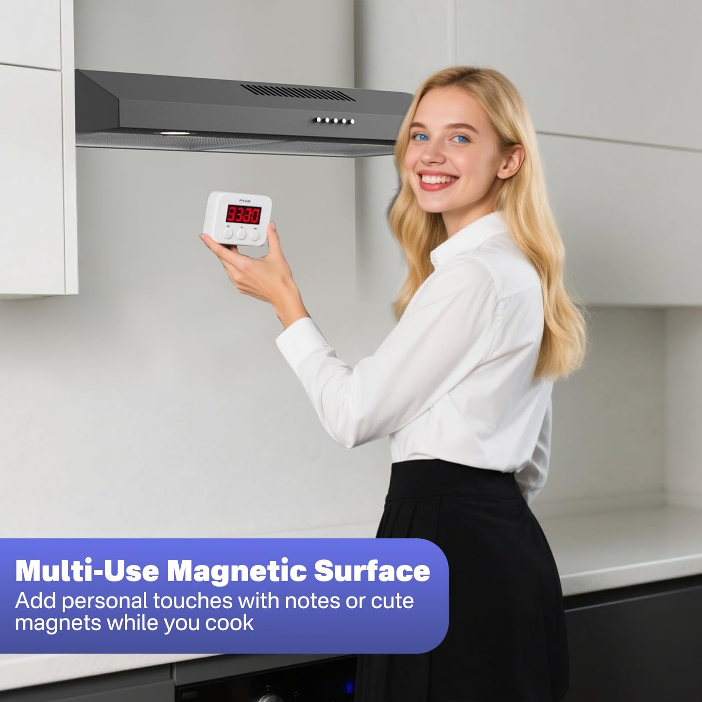 Argyolas 30 Inch Under Cabinet Range Hood, Ductless Oven Hood Vent Convertible to Ducted, Kitchen Stove Extractor with Charcoal Filter and Foil Pipe
