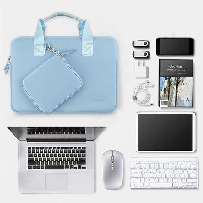 Hseok Laptop Sleeve 16 inch Case with Small Case, Compatible with MacBook Neo/Pro 16" M5/M4/M3/M2/M1, MacBook Air 15 M5, XPS 16 and Most 15.6-16 Notebooks, Neoprene Computer Handbag,SK01BL01