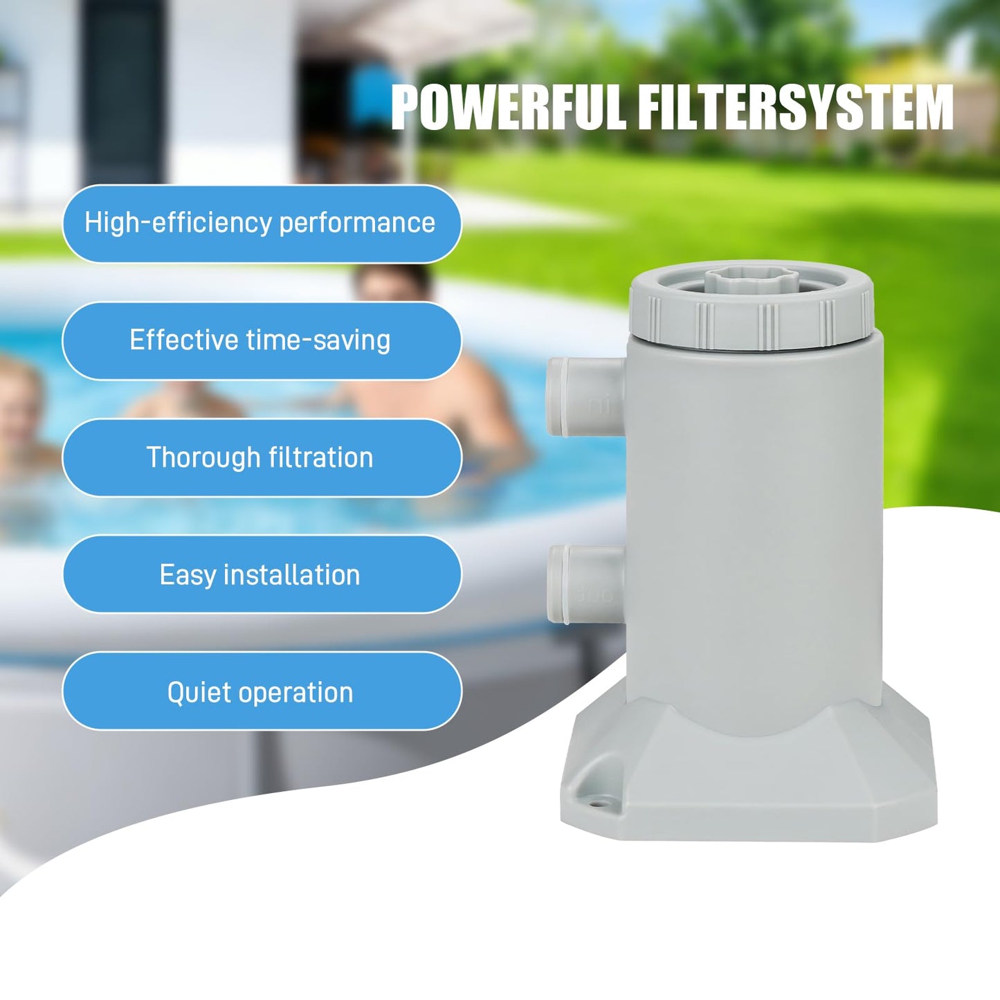 SNMUMU Small Pool Pump and Filter Kit, Powerful 530 GHP Above Ground Pool Filter Pump Quickly and Cleanliness of Your Pool Water, Pool Pumps for Above Ground Pools (Gray 530GHP)